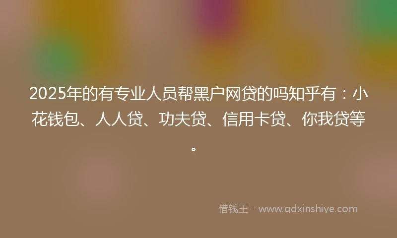 2025年的有专业人员帮黑户网贷的吗知乎有：小花钱包、人人贷、功夫贷、信用卡贷、你我贷等。