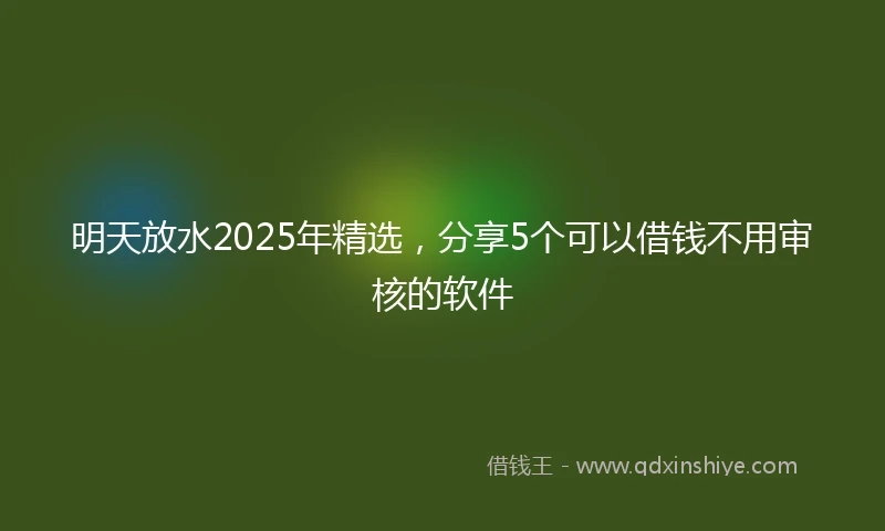 明天放水2025年精选，分享5个可以借钱不用审核的软件