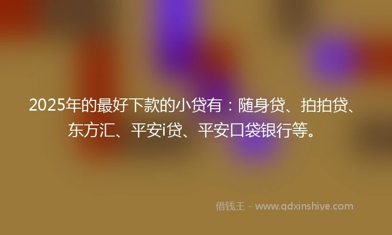 2025年的最好下款的小贷有：随身贷、拍拍贷、东方汇、平安i贷、平安口袋银行等。