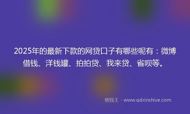 2025年的最新下款的网贷口子有哪些呢有：微博借钱、洋钱罐、拍拍贷、我来贷、省呗等。