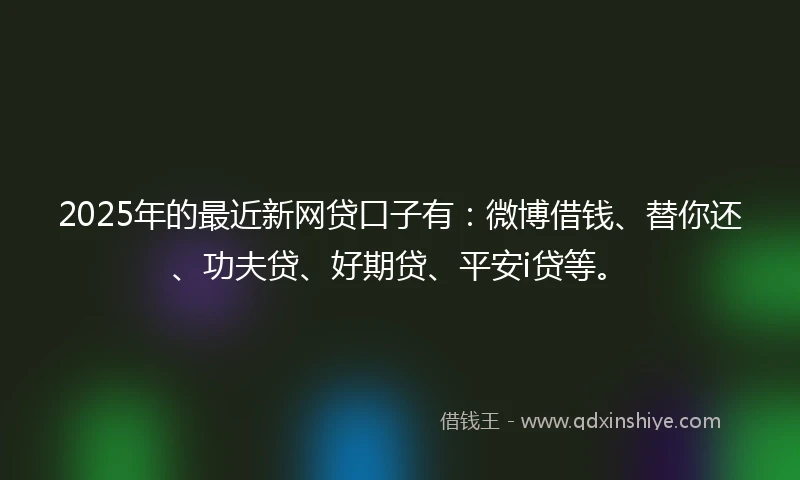 2025年的最近新网贷口子有：微博借钱、替你还、功夫贷、好期贷、平安i贷等。