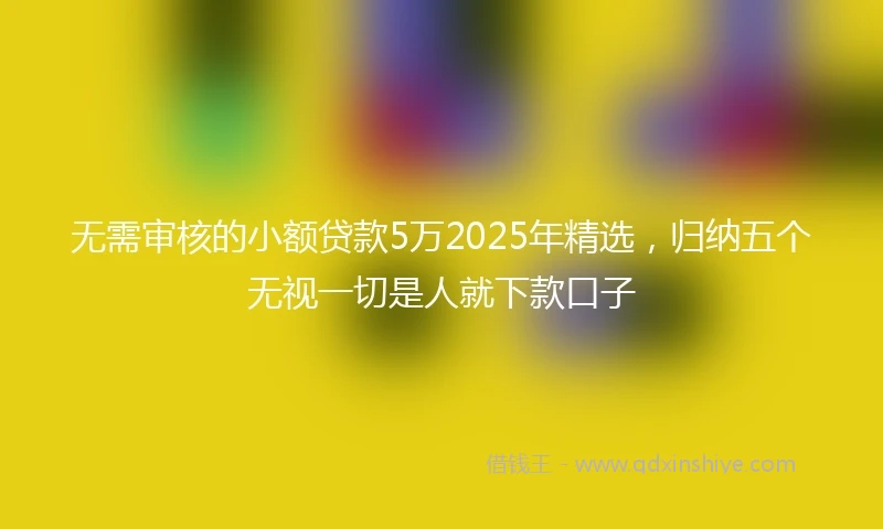 无需审核的小额贷款5万2025年精选，归纳五个无视一切是人就下款口子