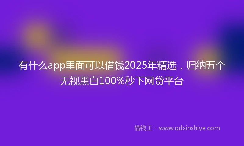 有什么app里面可以借钱2025年精选，归纳五个无视黑白100%秒下网贷平台