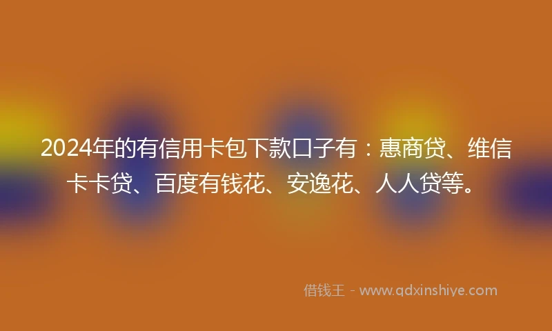 2024年的有信用卡包下款口子有：惠商贷、维信卡卡贷、百度有钱花、安逸花、人人贷等。