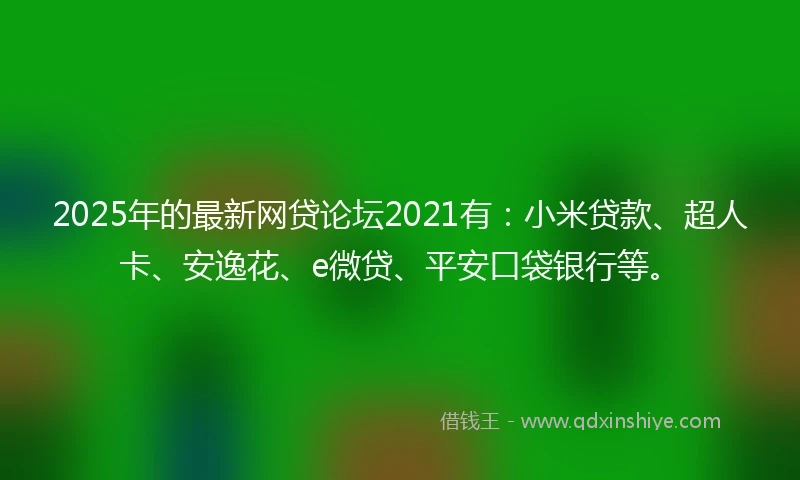 2025年的最新网贷论坛2021有：小米贷款、超人卡、安逸花、e微贷、平安口袋银行等。