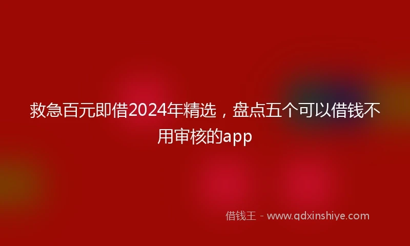 救急百元即借2024年精选，盘点五个可以借钱不用审核的app