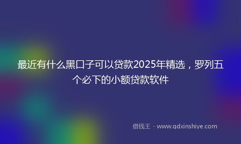 最近有什么黑口子可以贷款2025年精选，罗列五个必下的小额贷款软件