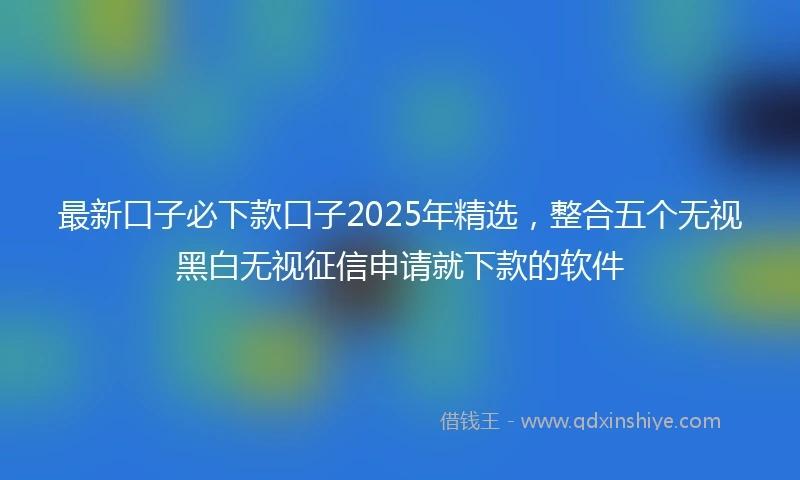 最新口子必下款口子2025年精选，整合五个无视黑白无视征信申请就下款的软件