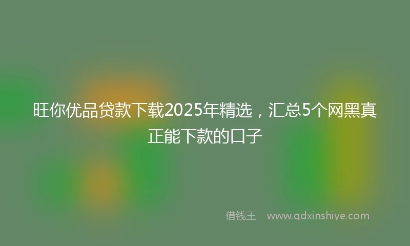 旺你优品贷款下载2025年精选，汇总5个网黑真正能下款的口子