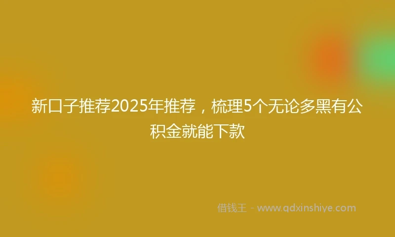 新口子推荐2025年推荐，梳理5个无论多黑有公积金就能下款