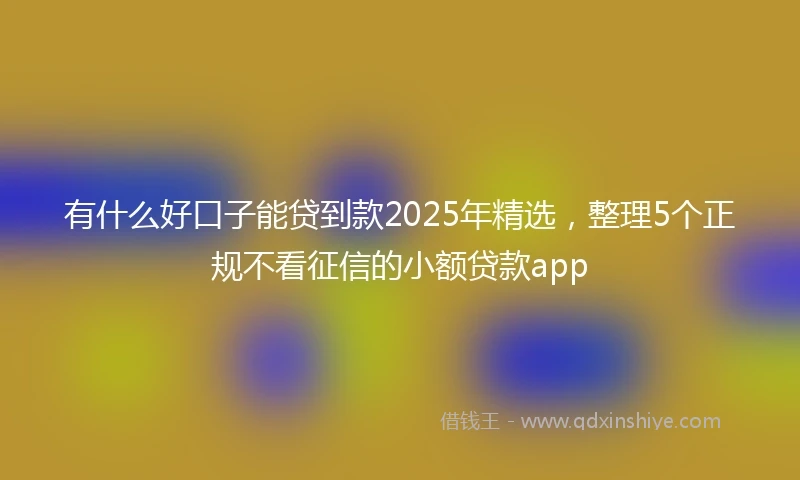 有什么好口子能贷到款2025年精选，整理5个正规不看征信的小额贷款app