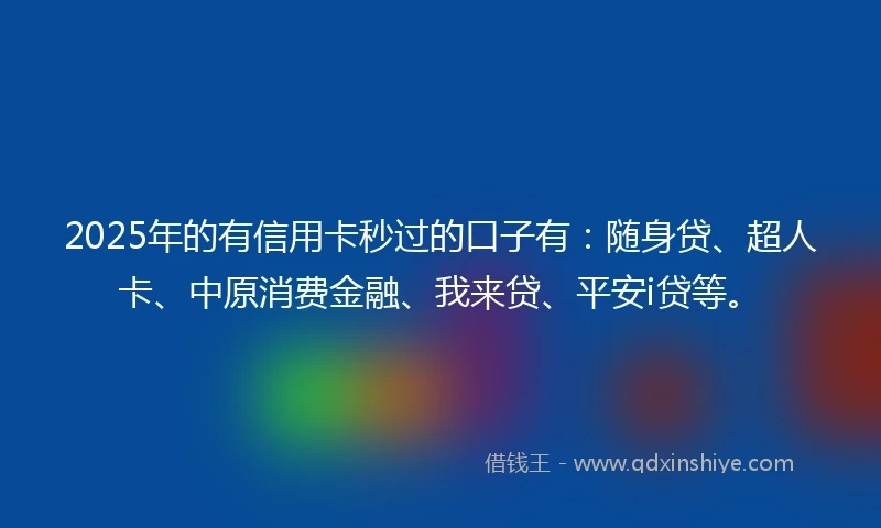 2025年的有信用卡秒过的口子有：随身贷、超人卡、中原消费金融、我来贷、平安i贷等。