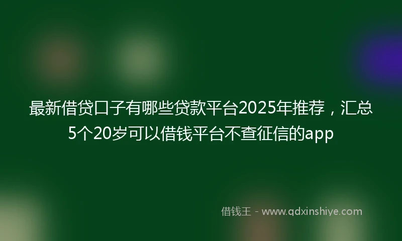 最新借贷口子有哪些贷款平台2025年推荐，汇总5个20岁可以借钱平台不查征信的app