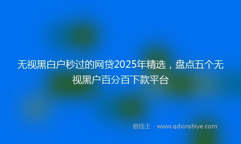 无视黑白户秒过的网贷2025年精选，盘点五个无视黑户百分百下款平台