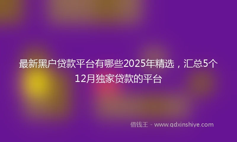 最新黑户贷款平台有哪些2025年精选，汇总5个12月独家贷款的平台