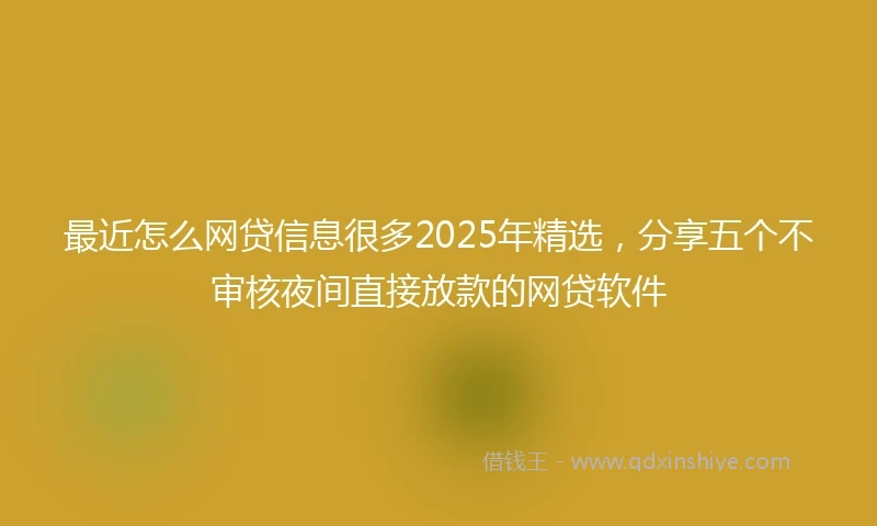 最近怎么网贷信息很多2025年精选，分享五个不审核夜间直接放款的网贷软件