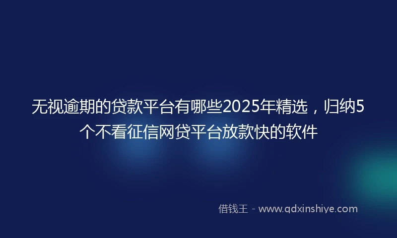 无视逾期的贷款平台有哪些2025年精选，归纳5个不看征信网贷平台放款快的软件