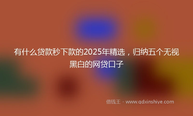 有什么贷款秒下款的2025年精选，归纳五个无视黑白的网贷口子