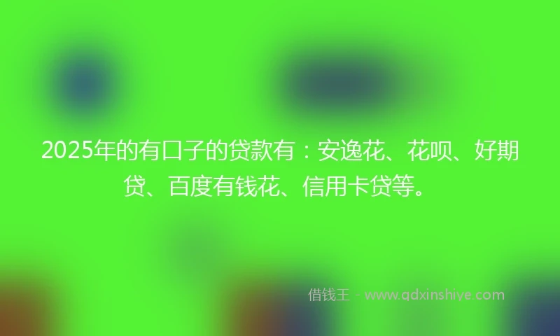 2025年的有口子的贷款有：安逸花、花呗、好期贷、百度有钱花、信用卡贷等。