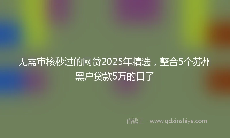 无需审核秒过的网贷2025年精选，整合5个苏州黑户贷款5万的口子