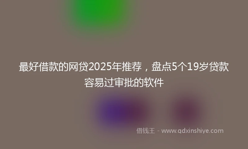 最好借款的网贷2025年推荐，盘点5个19岁贷款容易过审批的软件