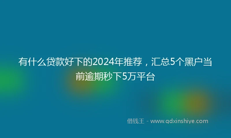 有什么贷款好下的2024年推荐，汇总5个黑户当前逾期秒下5万平台