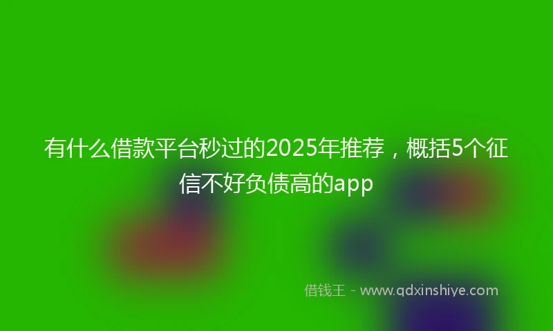 有什么借款平台秒过的2025年推荐，概括5个征信不好负债高的app