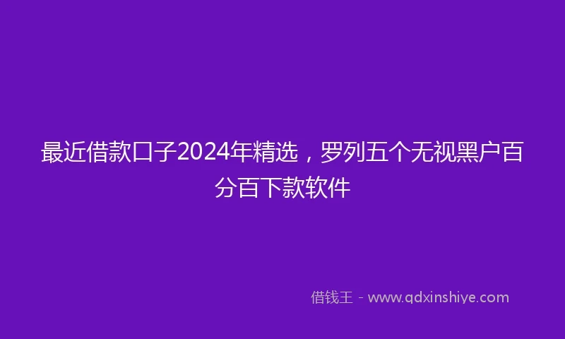 最近借款口子2024年精选，罗列五个无视黑户百分百下款软件