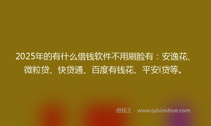 2025年的有什么借钱软件不用刷脸有：安逸花、微粒贷、快贷通、百度有钱花、平安i贷等。