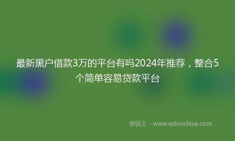 最新黑户借款3万的平台有吗2024年推荐，整合5个简单容易贷款平台