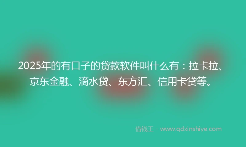2025年的有口子的贷款软件叫什么有：拉卡拉、京东金融、滴水贷、东方汇、信用卡贷等。