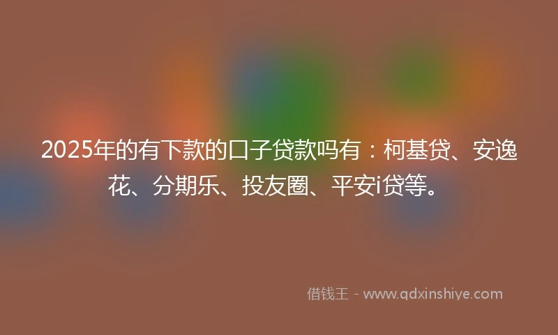 2025年的有下款的口子贷款吗有：柯基贷、安逸花、分期乐、投友圈、平安i贷等。