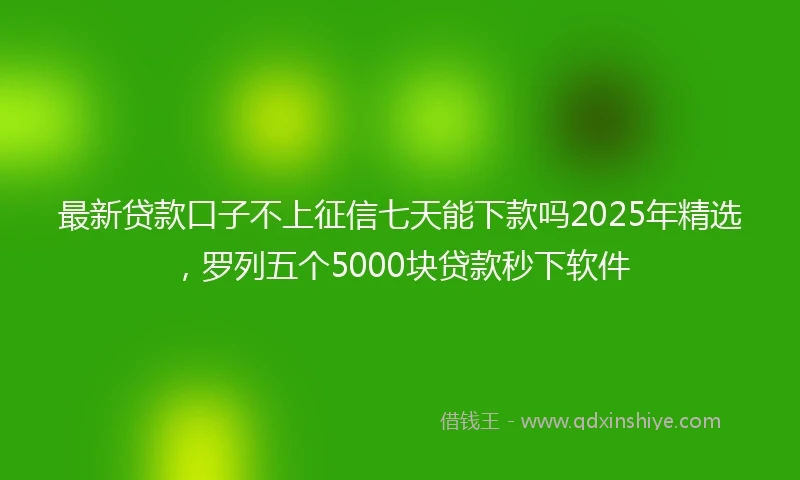 最新贷款口子不上征信七天能下款吗2025年精选，罗列五个5000块贷款秒下软件