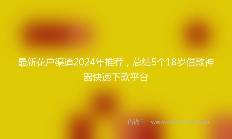 最新花户渠道2024年推荐，总结5个18岁借款神器快速下款平台