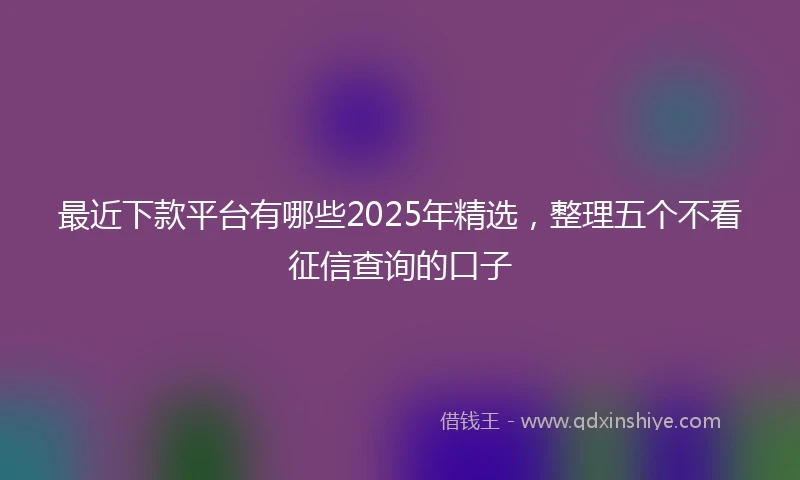 最近下款平台有哪些2025年精选，整理五个不看征信查询的口子