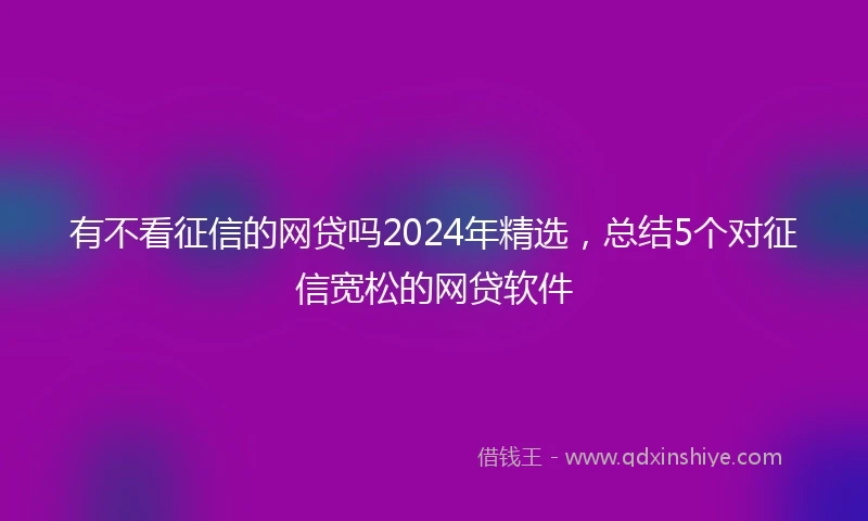 有不看征信的网贷吗2024年精选，总结5个对征信宽松的网贷软件