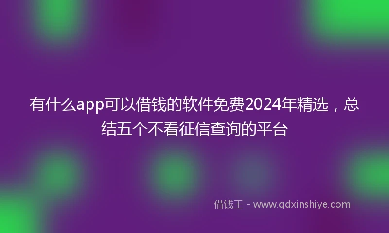 有什么app可以借钱的软件免费2024年精选,总结五个不看征信查询的平台