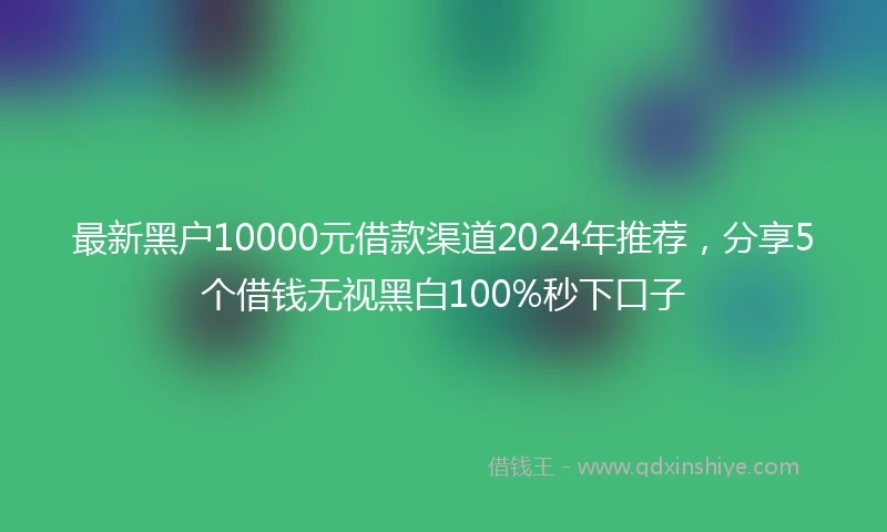 最新黑户10000元借款渠道2024年推荐，分享5个借钱无视黑白100%秒下口子