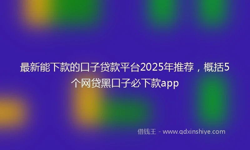 最新能下款的口子贷款平台2025年推荐，概括5个网贷黑口子必下款app
