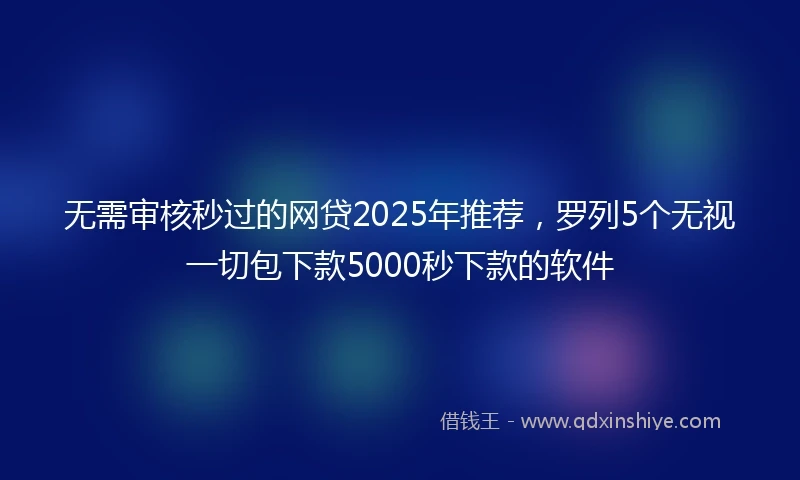 无需审核秒过的网贷2025年推荐，罗列5个无视一切包下款5000秒下款的软件