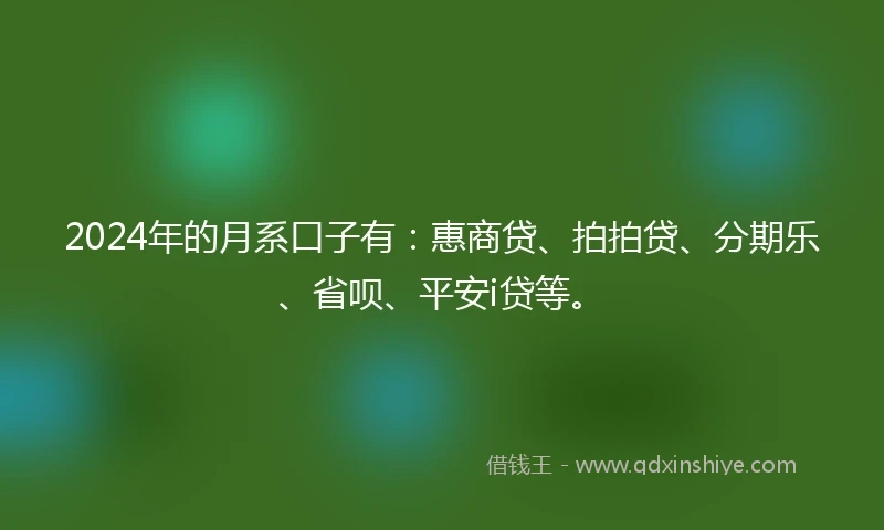 2024年的月系口子有：惠商贷、拍拍贷、分期乐、省呗、平安i贷等。