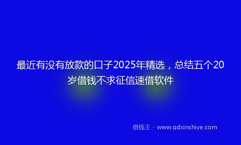 最近有没有放款的口子2025年精选，总结五个20岁借钱不求征信速借软件