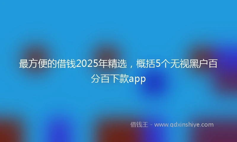 最方便的借钱2025年精选，概括5个无视黑户百分百下款app