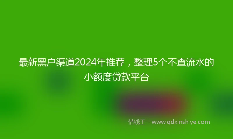 最新黑户渠道2024年推荐，整理5个不查流水的小额度贷款平台