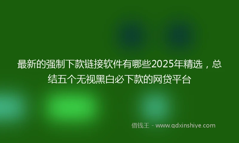 最新的强制下款链接软件有哪些2025年精选，总结五个无视黑白必下款的网贷平台