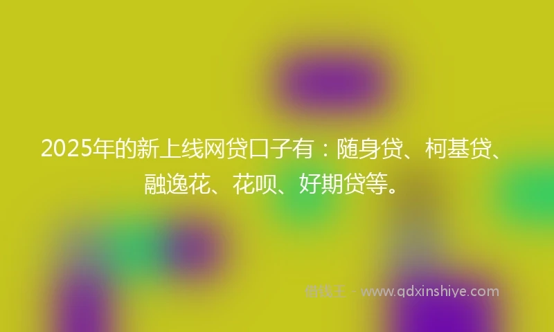 2025年的新上线网贷口子有：随身贷、柯基贷、融逸花、花呗、好期贷等。