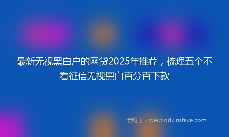 最新无视黑白户的网贷2025年推荐，梳理五个不看征信无视黑白百分百下款