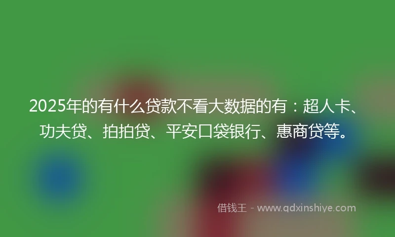 2025年的有什么贷款不看大数据的有：超人卡、功夫贷、拍拍贷、平安口袋银行、惠商贷等。