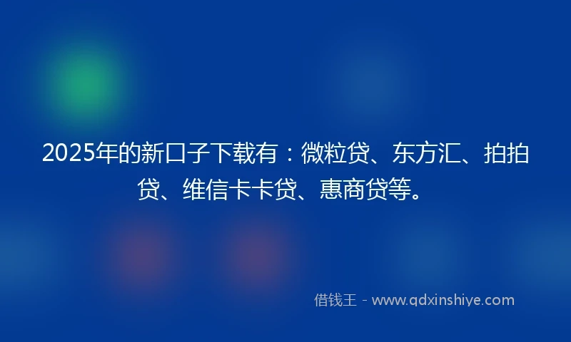 2025年的新口子下载有：微粒贷、东方汇、拍拍贷、维信卡卡贷、惠商贷等。