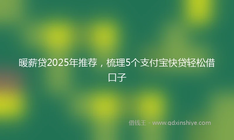暖薪贷2025年推荐，梳理5个支付宝快贷轻松借口子